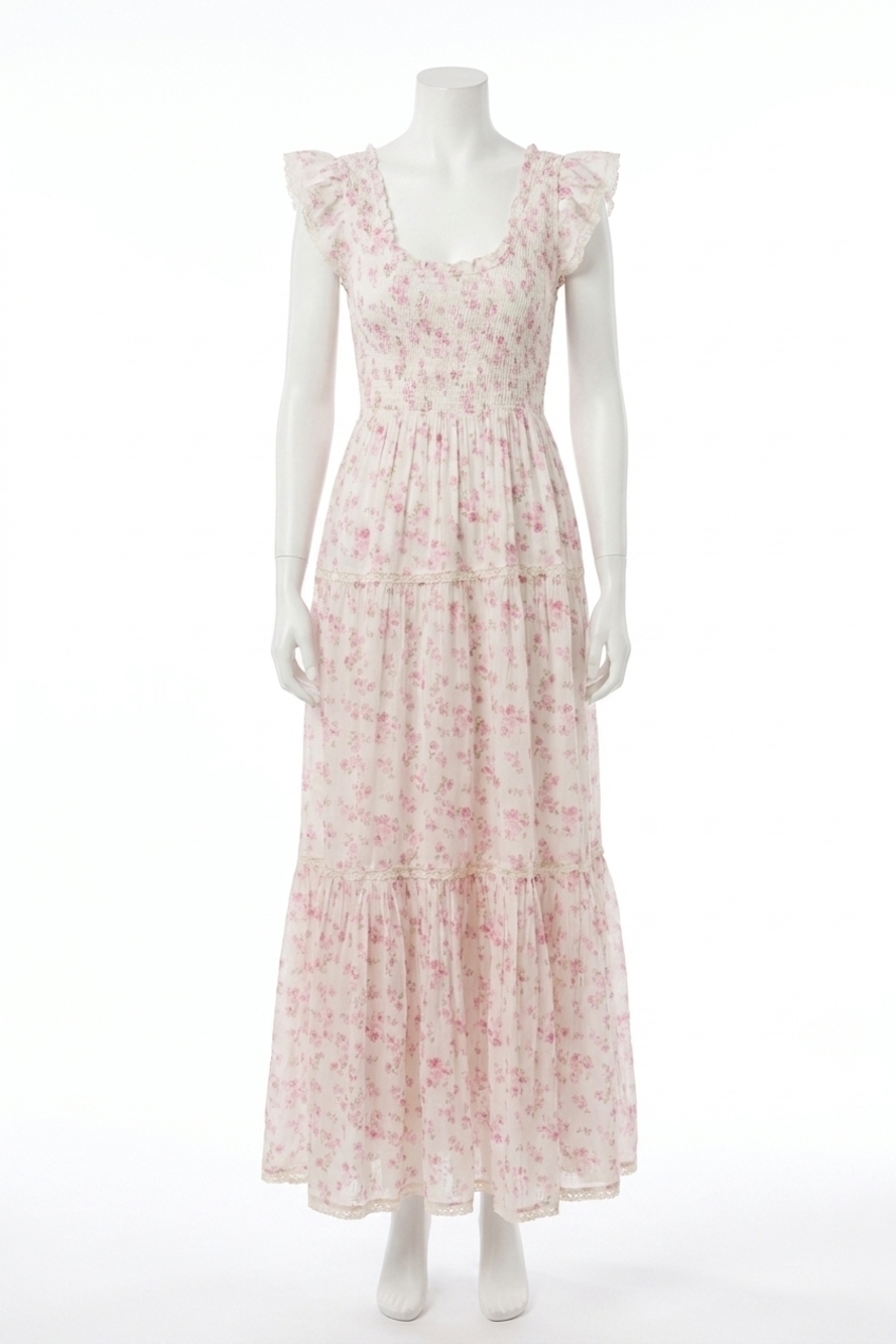 NEW LOVESHACKFANCY chessie floral maxi dress in rustic orchid